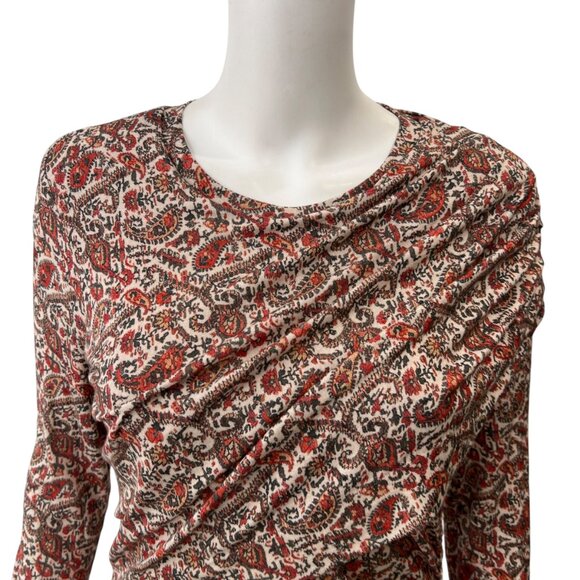 $630 Isabel Marant Etoile Orange Red Rust Multi Ruched Denise Dress size FR 38/6 - Picture 4 of 10